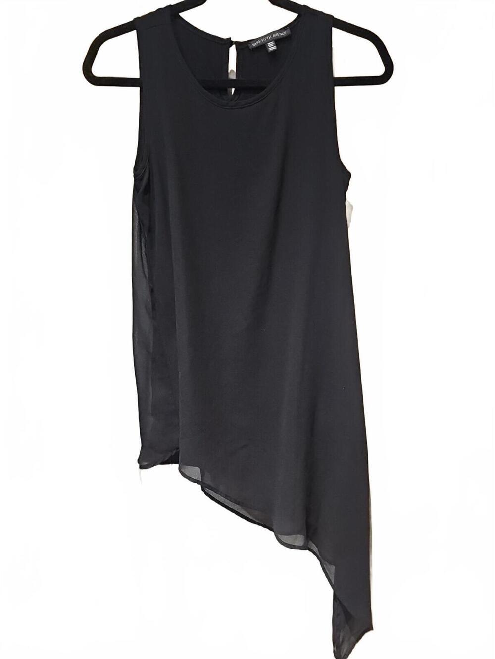 Saks Fifth Avenue Sleeveless Black Asymmetrical Lined Top Size XS